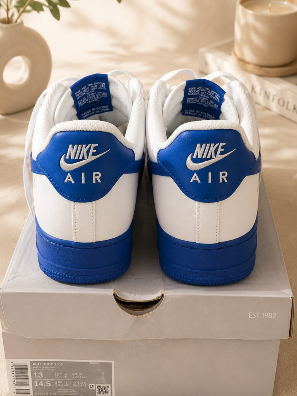 Nike Air Force 1 '07 White Game Royal FJ4146-126 Men's Size 13 w/ OG Box - Picture 4 of 9